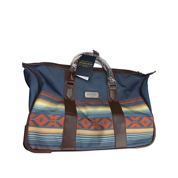 Pendleton Handbags - Pendleton Rolling Duffel Bag 22 Inch Turbulence Blue Southwestern Travel Luggage